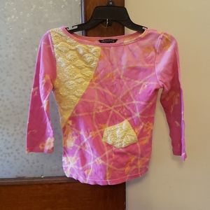 Girls pink and yellow top size small